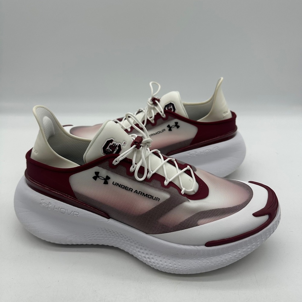 Under Armour 6009140-102 Men 8.5 Womens 10 White/Garnet SlipSpeed Gamecock Shoes
